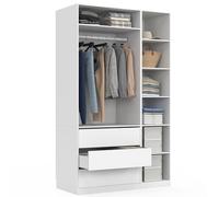 IDMarket - Dressing modulable TAYLOR 120 x 55 x 200 cm 2 modules avec penderie + étagères + tiroirs blanc
