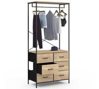 IDMarket Dressing penderie UTAH L. 80 cm industriel bois et noir 6 bacs en tissu