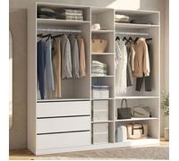 IDMarket - Dressing modulable Taylor 200×55×200 cm 3 modules penderies étagères tiroirs Blanc