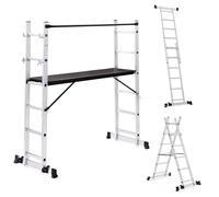 IDMarket - Échafaudage Aluminium échelle Multifonction Hauteur 165 cm | Avec plateforme modulable sur roues