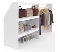 IDMarket Dressing sous pente TOMI - étagère 2 niveaux, penderie extensible 195x50x70/110 cm blanc