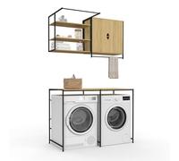 IDMARKET Ensemble pour machine à laver et sèche-linge DETROIT design industriel
