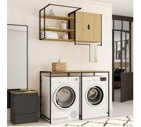 IDMARKET Ensemble pour machine à laver et sèche-linge DETROIT design industriel
