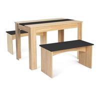 IDMarket Ensemble table à manger Rozy 110 cm – 4 personnes façon hêtre et noir