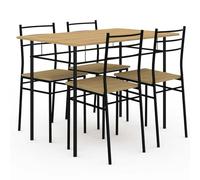 IDMarket - Ensemble Table Angie 4 Personnes + 4 chaises Bois et métal Noir