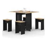 IDMarket - Ensemble Table Console Pliable EDI 2-4 Personnes et 4 tabourets | Coloris bois noir et plateau façon hêtre
