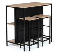 IDMarket Table de bar îlot Detroit et 2 tabourets design industriel multicolore