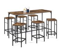 IDMarket - Ensemble Table Haute de Bar Dayton 150 cm et 6 tabourets Effet Vieilli Design Industriel