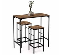 IDMarket - Ensemble Table Haute de Bar Dayton 95 cm et 2 tabourets Effet Vieilli Design Industriel