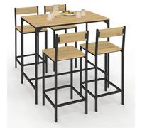 IDMarket - Ensemble Table Haute de Bar Detroit 100 cm et 4 chaises de Bar Design Industriel