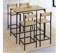 IDMarket – Ensemble table haute de bar Detroit 100 cm avec 4 chaises design industriel
