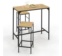 IDMarket Ensemble table haute de bar DETROIT 95 cm – 2 tabourets – design industriel