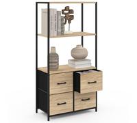 IDMarket - Etagère 3 Niveaux avec 4 tiroirs en Tissu Utah 120 cm