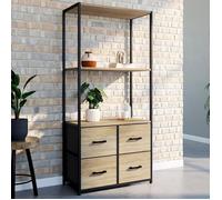 IDMARKET Etagère 3 niveaux avec 4 tiroirs en tissu UTAH 120 cm meuble de rangement design industriel