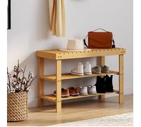 IDMARKET Etagère à chaussures bambou BEA 3 niveaux idéale pour entrée et salle de bain