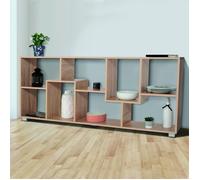 IDMarket – Étagère à double position TANIA – Bois imitation hêtre L.161 cm