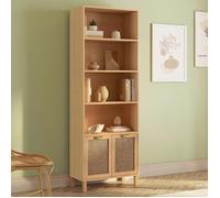 IDMarket – Étagère bibliothèque EDHEN 4 niveaux avec placard cannage et bois
