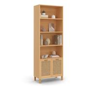 IDMarket – Étagère bibliothèque EDHEN 4 niveaux avec placard cannage et bois