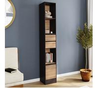 IDMARKET Etagère bibliothèque CARLA 3 étagères 2 tiroirs 1 placard noir et effet bois 190 cm