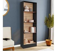 IDMARKET Etagère bibliothèque CARLA 5 niveaux noir et effet bois 190 cm