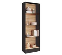 IDMarket Etagère bibliothèque CARLA 5 niveaux noir et effet bois 190 cm