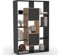 IDMarket – Étagère bibliothèque Colette – 11 compartiments, 2 cases – Noir effet bois H.143 cm