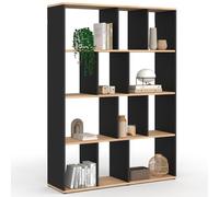 IDMarket - Etagère bibliothèque JENA 4 Niveaux Noir et Effet Bois 143 cm