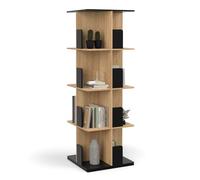 IDMarket Étagère bibliothèque Rapha rotative 4 niveaux noir et effet bois