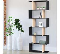 Etagère bibliothèque sofia forme s bois façon hêtre et noir 189 cm
