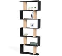 IDMarket – Étagère bibliothèque SOFIA forme S bois façon hêtre et noir 189 cm