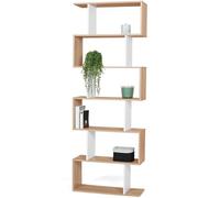 IDMarket Étagère bibliothèque SOFIA forme S façon hêtre et blanc 189 cm