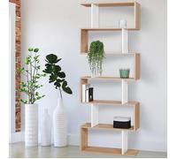 IDMARKET Etagère bibliothèque SOFIA forme S façon hêtre et blanc 189 cm
