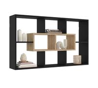 IDMarket - Etagère Murale Colette avec 8 Compartiments Noir et Effet Bois