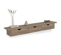 IDMARKET Etagère murale console d'entrée LISE 3 tiroirs façon hêtre