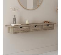 IDMARKET Etagère murale console d'entrée LISE 3 tiroirs façon hêtre
