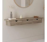 IDMARKET Etagère murale console d'entrée LISE 3 tiroirs façon hêtre