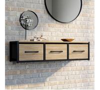 IDMARKET Étagère murale console d'entrée UTAH 3 tiroirs design industriel