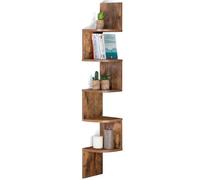 Etagère Murale D'angle Isa 5 Niveaux Façon Bois Vieilli