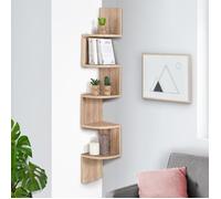 IDMARKET Etagère murale d'angle ISA 5 niveaux façon hêtre