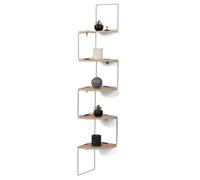 IDMarket - Etagère Murale d'angle ISA Design Industriel Bois et métal Noir | 5 niveaux