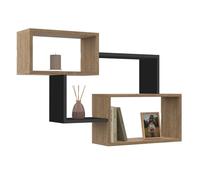 IDMarket - Etagère Murale Double Position LOUANE Bois façon hêtre et Noir