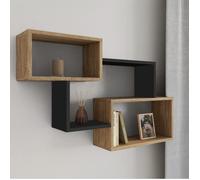 IDMarket – Étagère murale double position Louane bois façon hêtre et noir