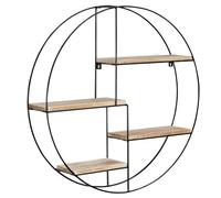 IDMarket - Etagère Murale Ronde Lily 4 Niveaux Bois et métal Design Industriel