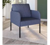 Fauteuil AUGUSTE tissu bleu pieds métal noir