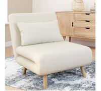 IDMarket - Fauteuil convertible ROMEO - Lit d'appoint 1 place 80x190 cm bouclette Blanc