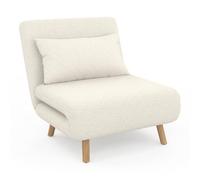 IDMarket - Fauteuil Convertible Romeo lit d'appoint 1 Place 80x190 cm Bouclette Blanc