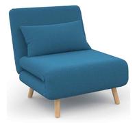 IDMarket - Fauteuil Convertible Romeo lit d'appoint 1 Place 80x190 cm Tissu Bleu Canard