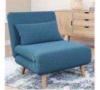 IDMarket - Fauteuil Convertible Romeo lit d'appoint 1 Place 80x190 cm Tissu Bleu Canard