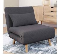 IDMarket - Fauteuil Convertible Romeo lit d'appoint 1 Place 80x190 cm Tissu Gris Anthracite