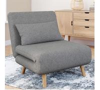IDMARKET Fauteuil convertible ROMEO lit d'appoint 1 place 80x190 cm tissu gris clair